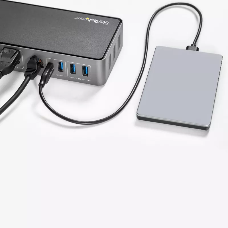 StarTech.com USB-C & USB-A dokstacija - hibrīda universāla trīskāršā monitora klēpjdatoru dokstacija ar DisplayPort un HDMI 4K 60Hz - 85W jaudas piegāde, 6x USB centrs, GbE, audio - USB 3.1 Gen 2 10Gbps - TAA