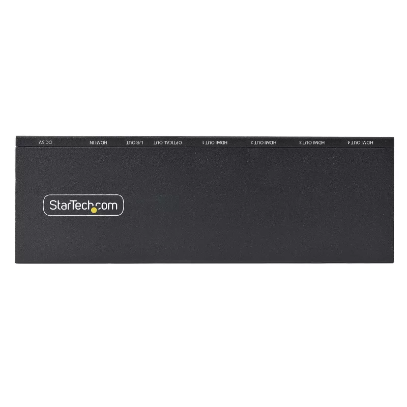 StarTech.com 4 portu HDMI sadalītājs, 4K 60Hz HDMI 2.0 video, 4K HDMI sadalītājs ar iebūvētu mērogotāju, HDMI sadalītājs 1 ieeja 4 izejas, 3,5 mm/optiskā audio pieslēgvieta, HDMI displeja/izejas sadalītājs