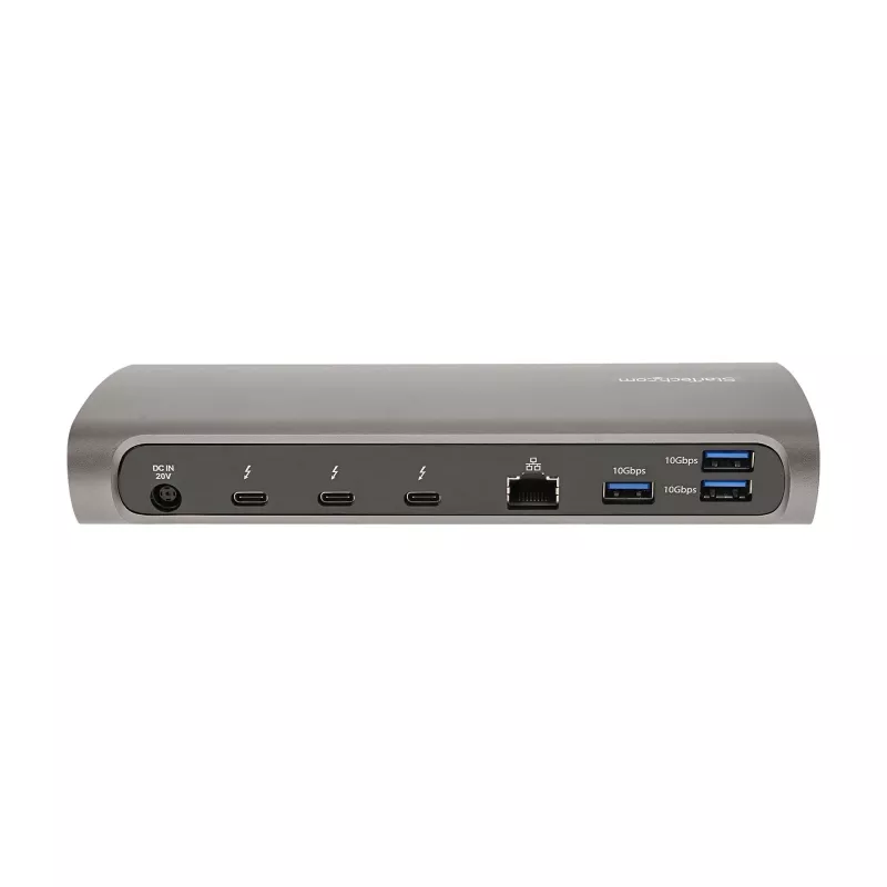 StarTech.com Thunderbolt 4 dokstacija, 96 W strāvas padeve, viens 8K/divi monitori 4K 60 Hz, 3x TB4/USB4 porti, 4x USB-A, SD, GbE, Thunderbolt 4 dokstacija operētājsistēmai Windows vai TB3 MacBook, 0,8 m kabelis