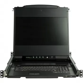 StarTech.com Divu sliežu plauktā montējama KVM konsole HD 1080p - Viena pieslēgvieta DVI/VGA KVM ar 17 inch LCD monitoru serveru plauktam - Pilnvērtīgs 1U LCD KVM atvilktnis ar kabeļiem - USB atbalsts - 44230 MTBF