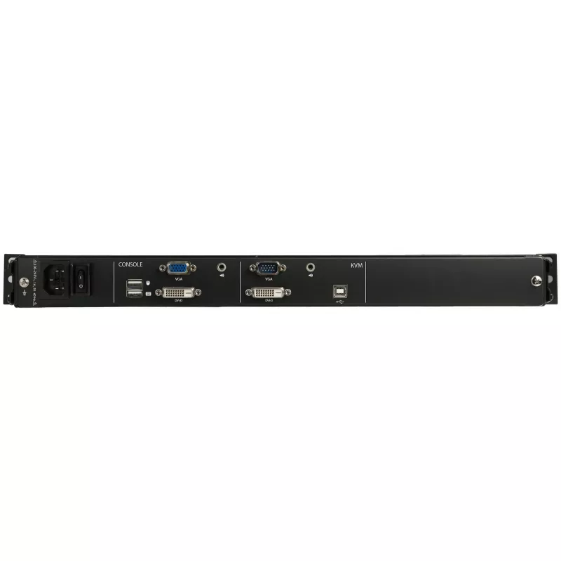 StarTech.com Divu sliežu plauktā montējama KVM konsole HD 1080p - Viena pieslēgvieta DVI/VGA KVM ar 17 inch LCD monitoru serveru plauktam - Pilnvērtīgs 1U LCD KVM atvilktnis ar kabeļiem - USB atbalsts - 44230 MTBF