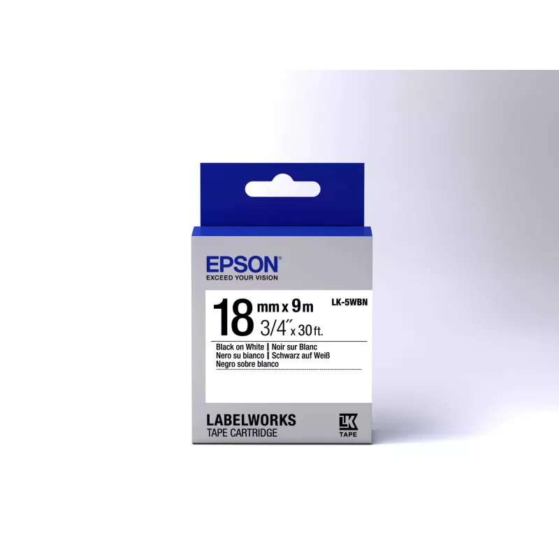 Epson etiķešu kasetne Standard LK-5WBN melns/balts 18mm (9m)