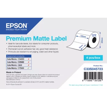 Epson Premium Matte Label - Die-cut Roll: 102mm x 76mm, 1570 labels