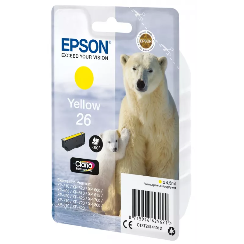 Epson Polar bear Singlepack dzeltena 26 Claria Premium Ink