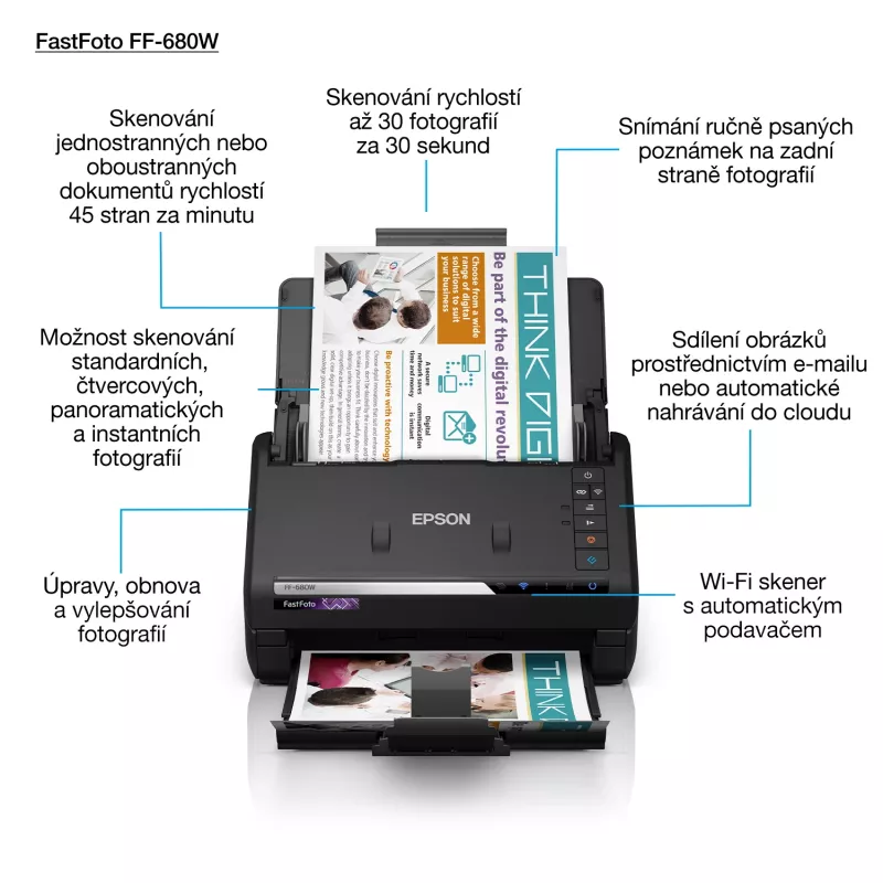 Epson FastFoto FF-680W lokšņu padeves skeneris 600 x 600 DPI A4 melns