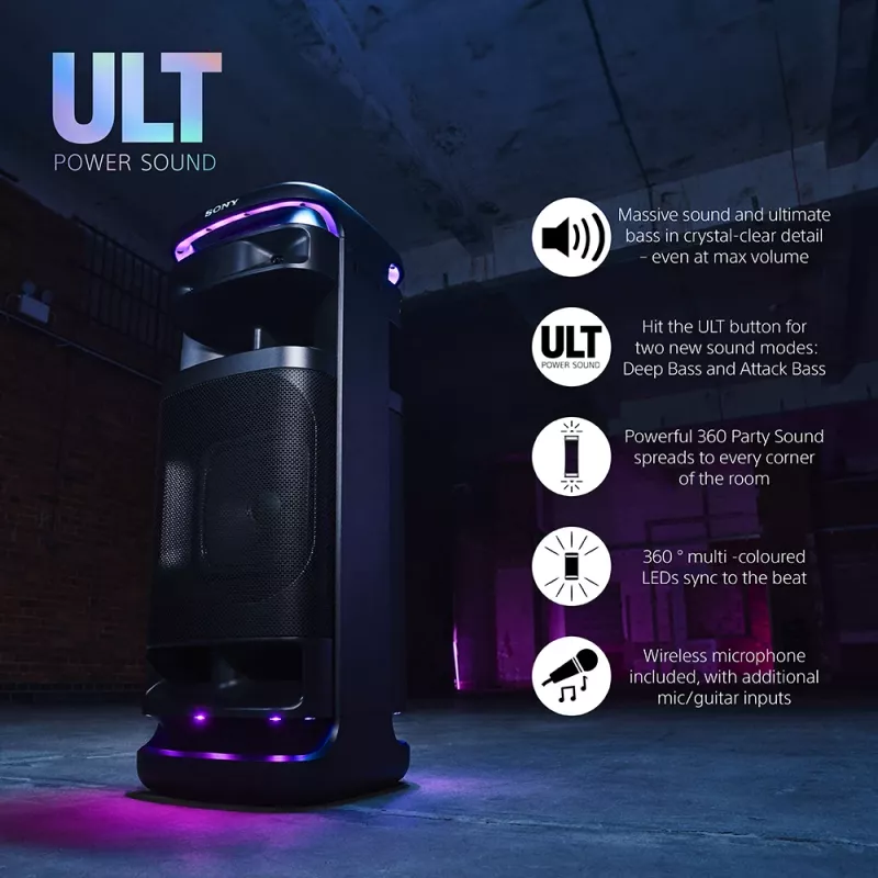 Skaļrunis Sony SRS-ULT1000 ULT TOWER 10 — 139 W, Bluetooth, pārnēsājams, melns