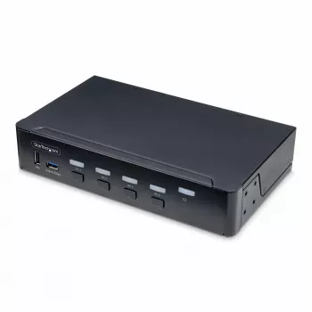 StarTech.com 4 portu DisplayPort KVM slēdzis, viens 4K 60Hz monitors, 6x USB porti, pārslēgšana ar pogu un karstajiem taustiņiem, DisplayPort 1.2, no OS neatkarīgs, atbilst TAA