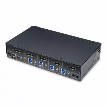 StarTech.com 4 portu DisplayPort KVM slēdzis, viens 4K 60Hz monitors, 6x USB porti, pārslēgšana ar pogu un karstajiem taustiņiem, DisplayPort 1.2, no OS neatkarīgs, atbilst TAA