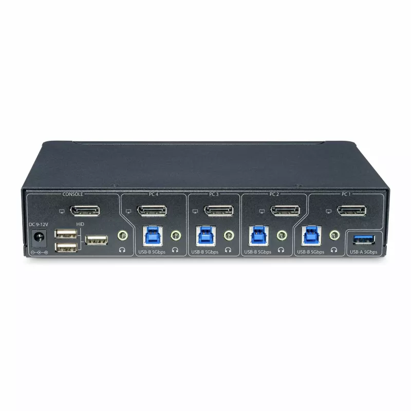 StarTech.com 4 portu DisplayPort KVM slēdzis, viens 4K 60Hz monitors, 6x USB porti, pārslēgšana ar pogu un karstajiem taustiņiem, DisplayPort 1.2, no OS neatkarīgs, atbilst TAA