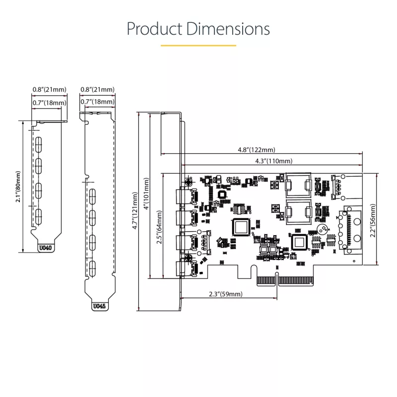 StarTech.com 5 portu USB PCIe karte, USB 3.2 10 Gb/s, PCI Express karte ar 4x USB-C portiem, 1x USB-A iekšējo portu, USB PCIe kontrollera karte, Windows/macOS/Linux