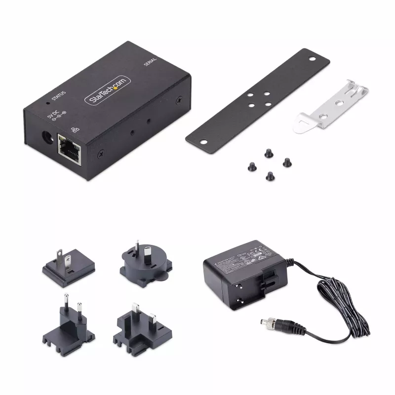 StarTech.com 1 porta seriālais–Ethernet adapteris, IP seriālo ierīču serveris attālinātām RS232 ierīcēm, piestiprināms pie sienas/DIN sliedes, metāla korpuss, RJ45 LAN uz DB9 seriālais pārveidotājs