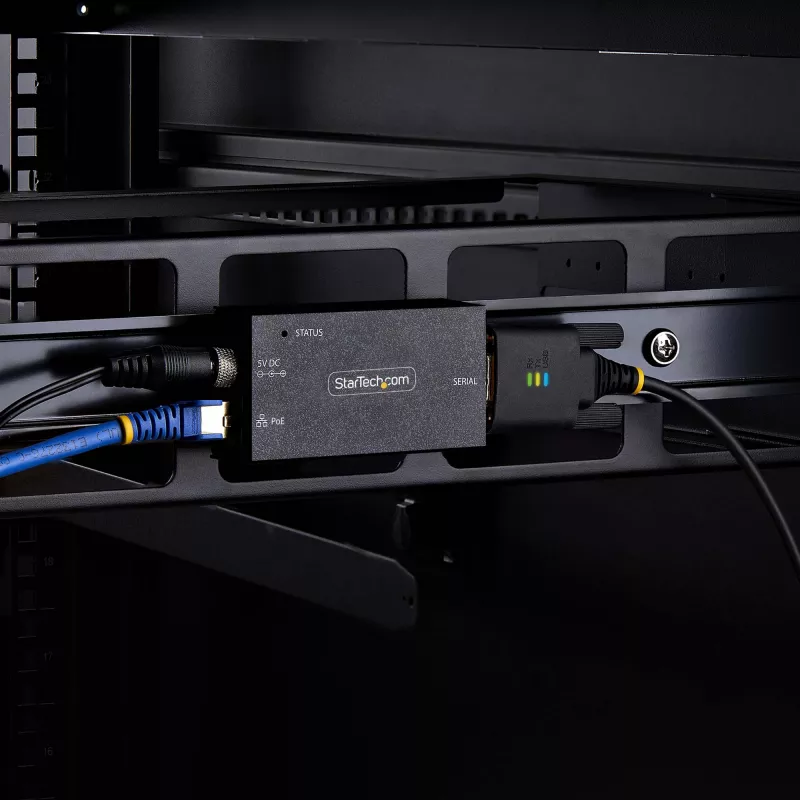 StarTech.com 1 porta seriālā uz Ethernet adapteris, 802.3af PoE IP seriālo ierīču serveris attālinātām RS232 ierīcēm, piestiprināms pie sienas/DIN sliedes, RJ45 LAN uz DB9 seriālais pārveidotājs, TAA