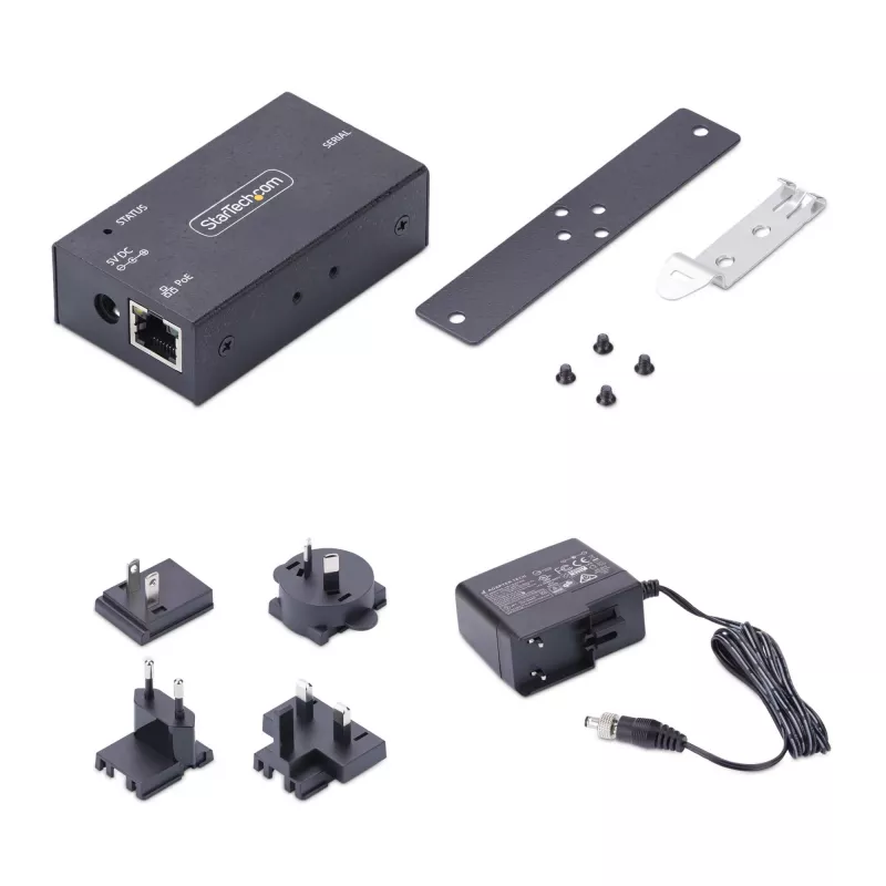 StarTech.com 1 porta seriālā uz Ethernet adapteris, 802.3af PoE IP seriālo ierīču serveris attālinātām RS232 ierīcēm, piestiprināms pie sienas/DIN sliedes, RJ45 LAN uz DB9 seriālais pārveidotājs, TAA