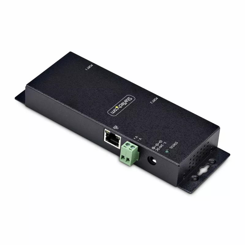 StarTech.com 2 portu seriālais–Ethernet adapteris, IP seriālo ierīču serveris attālinātām RS232 ierīcēm, piestiprināms pie sienas/DIN sliedes, metāla korpuss, RJ45 LAN–DB9 seriālais pārveidotājs