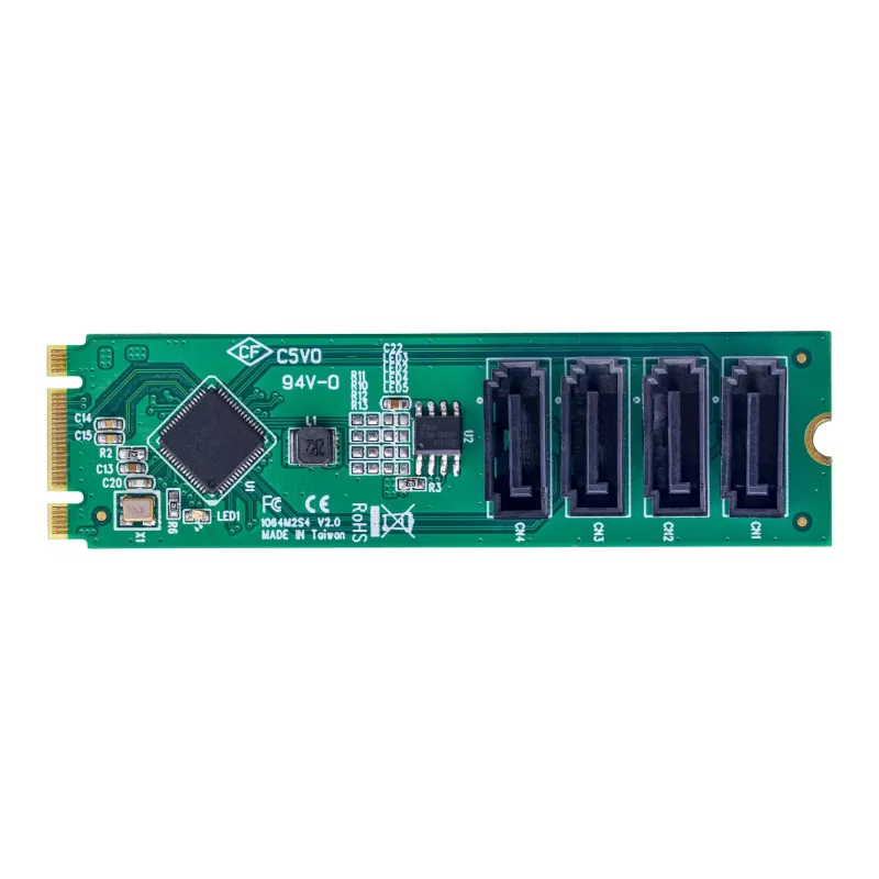 StarTech.com 4-Port M.2 to SATA Adapter Card, M.2 PCIe 3.0 to SATA HDD/SSD Expansion Card, ASM1064 Chipset, M.2 NVMe to 4x HDD/SSD for Windows/macOS/Linux