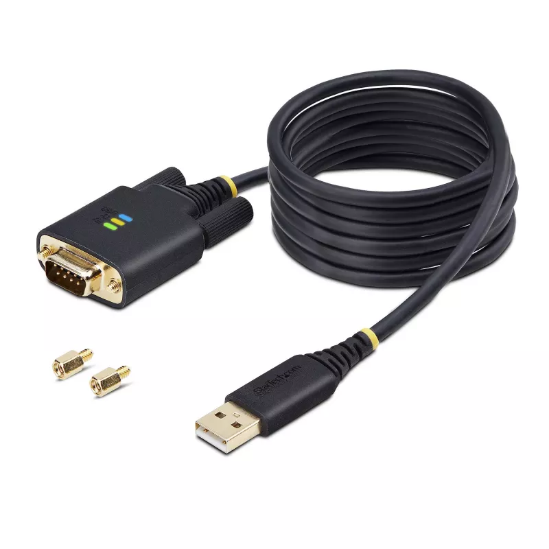 StarTech.com 2 m USB–RS-232 sērijas adaptera kabelis, COM saglabāšana, maināmas skrūves/uzgriežņi, USB-A uz DB9 RS232, FTDI IC, ESD aizsardzība, Windows/macOS/Linux