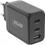 InLine USB PD barošanas bloks, GaN lādētājs, 3 pieslēgvietas, Dual USB-C + USB-A, 65W