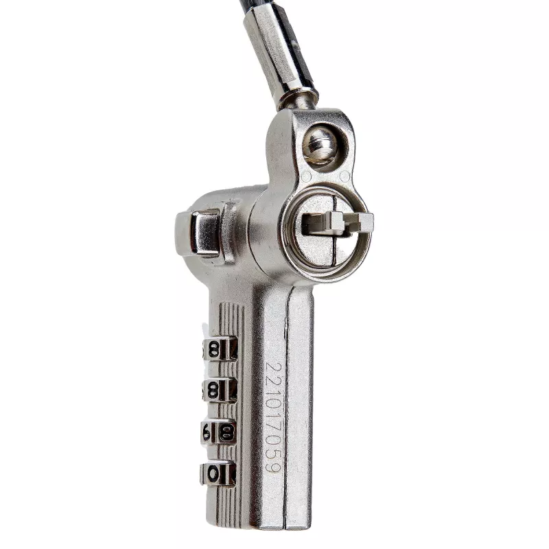 StarTech.com Universālā klēpjdatora kabeļa slēdzene 2 m, sērijveida drošības kabelis piezīmjdatoram, saderīga ar Noble Wedge®/Nano/K-Slot; bezatslēgas kombinētā slēdzene, TAA