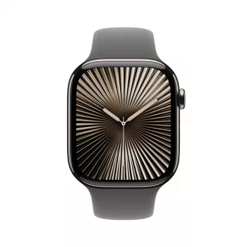 Viedpulkstenis Apple Watch Series 10 GPS + Cellular 46mm dabīgs titāna korpuss, akmens pelēka sporta siksniņa S/M