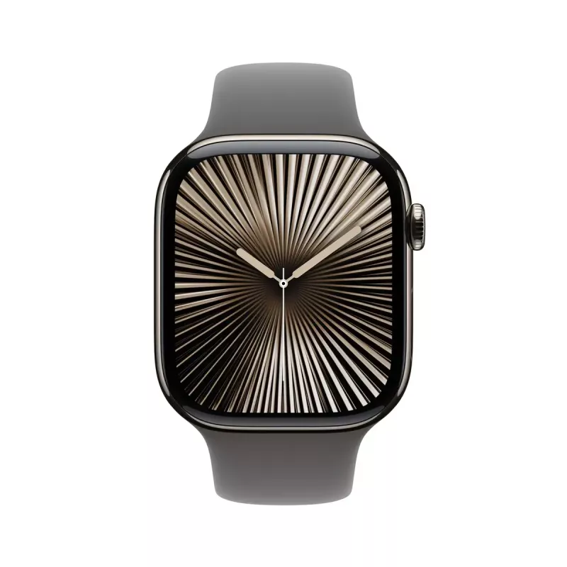Viedpulkstenis Apple Watch Series 10 GPS + Cellular 46mm dabīgs titāna korpuss, akmens pelēka sporta siksniņa S/M