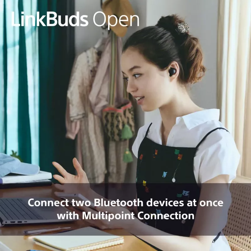 Bezvadu ievietojamais austiņu komplekts Sony LinkBuds Open WFL910W — Bluetooth, 20–20000 Hz, 10 m diapazons, balts