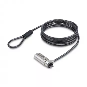 StarTech.com plāns Lock Nano Slot Saderīga, 6,6 pēdu (2 m) bloķēšanas kabelis, galda pretaizdzīšanas drošība klēpjdatoram/piezīmjdatoram, pretgriešanas tērauda kabelis, 4 ciparu slēdzene