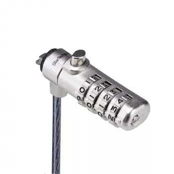 StarTech.com plāns Lock Nano Slot Saderīga, 6,6 pēdu (2 m) bloķēšanas kabelis, galda pretaizdzīšanas drošība klēpjdatoram/piezīmjdatoram, pretgriešanas tērauda kabelis, 4 ciparu slēdzene