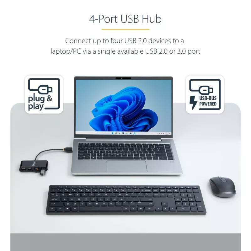 StarTech.com ST4200MINI2-USB-HUB interfeisa centrmezgls USB 2.0 480 Mbit/s Melns