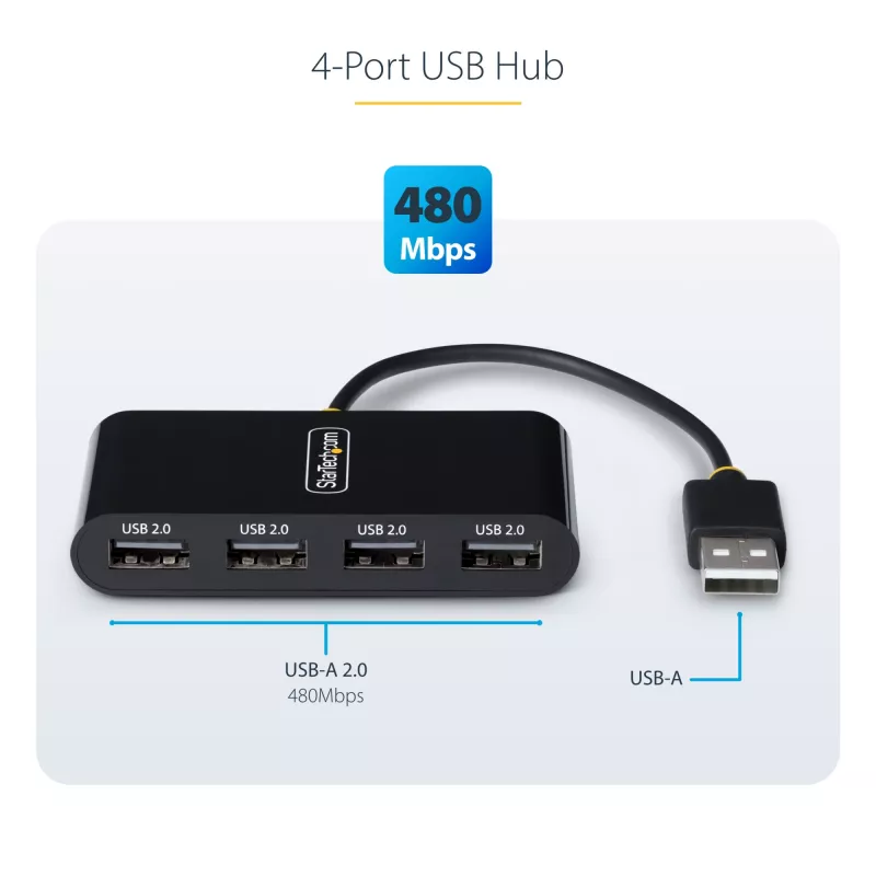 StarTech.com ST4200MINI2-USB-HUB interfeisa centrmezgls USB 2.0 480 Mbit/s Melns