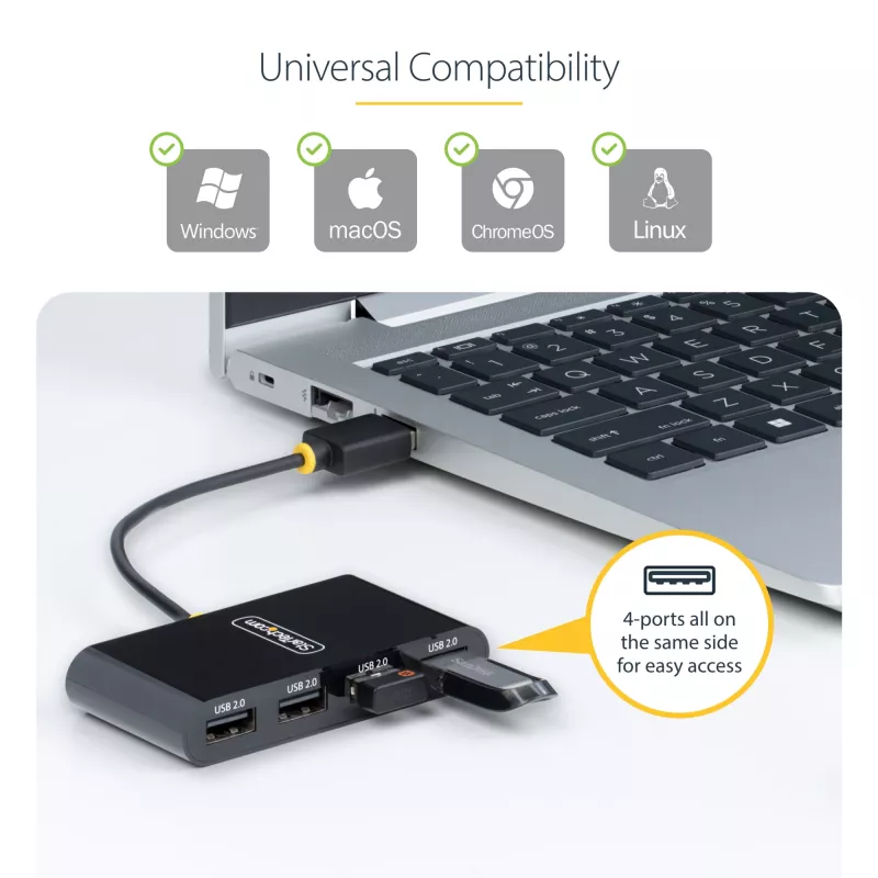 StarTech.com ST4200MINI2-USB-HUB interfeisa centrmezgls USB 2.0 480 Mbit/s Melns
