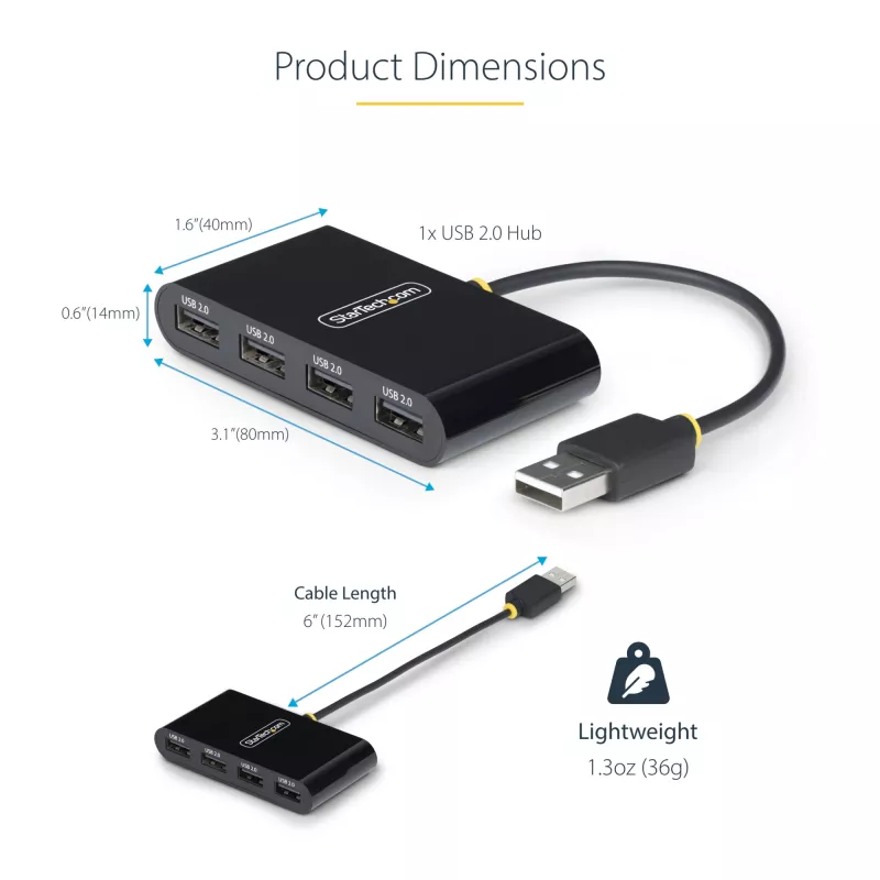 StarTech.com ST4200MINI2-USB-HUB interfeisa centrmezgls USB 2.0 480 Mbit/s Melns