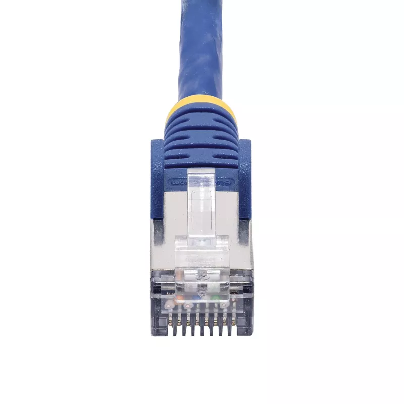 StarTech.com 50 cm zils CAT8 Ethernet kabelis, bez aizķeršanās RJ45, 25G/40G, 2000 MHz, 100 W PoE++, S/FTP, 26AWG tīra vara stieple, LSZH, ekranēts tīkla ielāpu vads ar spriedzes samazināšanu, individuāli testēts