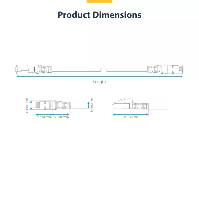 StarTech.com 1 m zils CAT8 Ethernet kabelis, bez aizķeršanās RJ45, 25G/40G, 2000 MHz, 100W PoE++, S/FTP, 26AWG tīra vara stieple, LSZH, ekranēts tīkla ielāps vads ar spriegojuma samazinājumiem, individuāli testēts