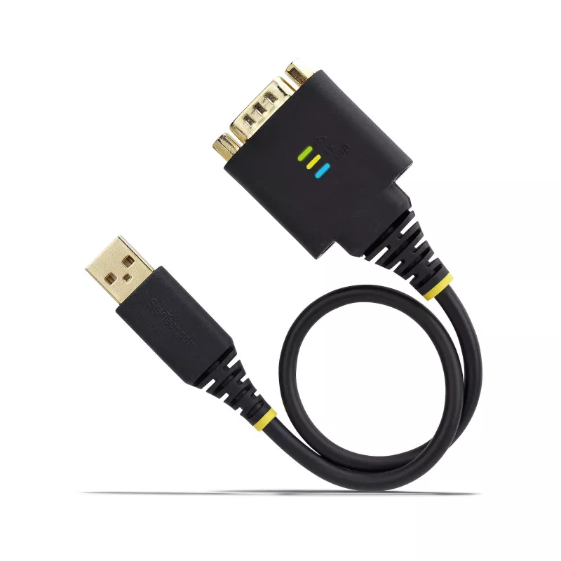 StarTech.com 1 pēda (30 cm) USB–seriālais adaptera kabelis, COM saglabāšana, maināmi uzgriežņi/skrūves, USB-A uz DB9 RS232, FTDI IC, ESD aizsardzība, Windows/macOS/Linux