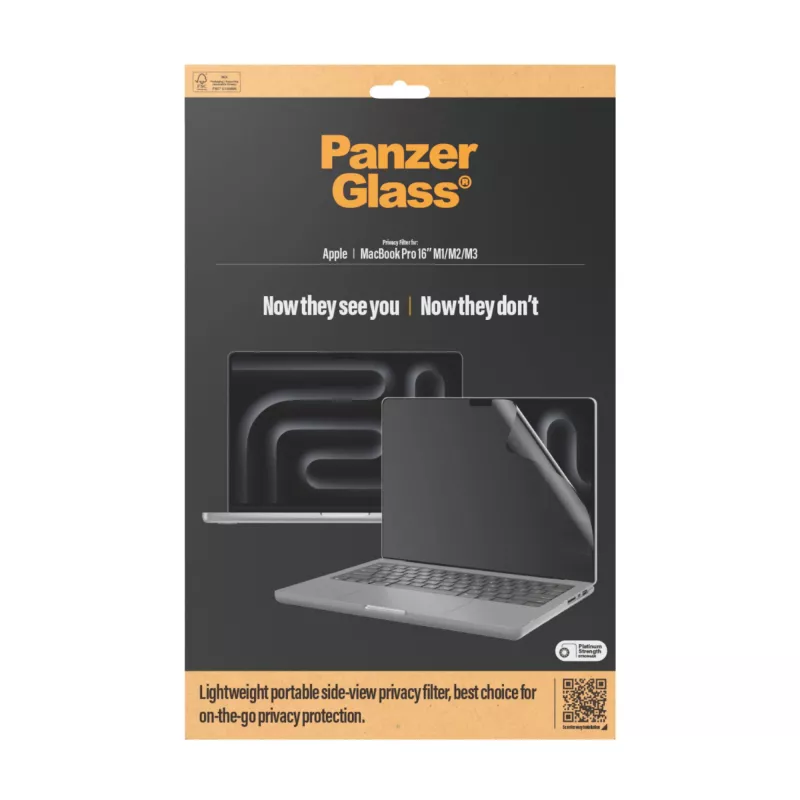 Ekrāna aizsargs PanzerGlass Dual Privacy MacBook Pro 16 collu M1 M2 M3 M4 Caurspīdīgs