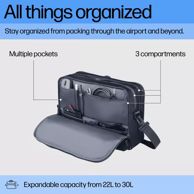 Klēpjdatora soma HP Travel Plus 22L 16 collu portfelis vienkrāsains
