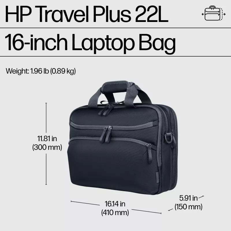 Klēpjdatora soma HP Travel Plus 22L 16 collu portfelis vienkrāsains