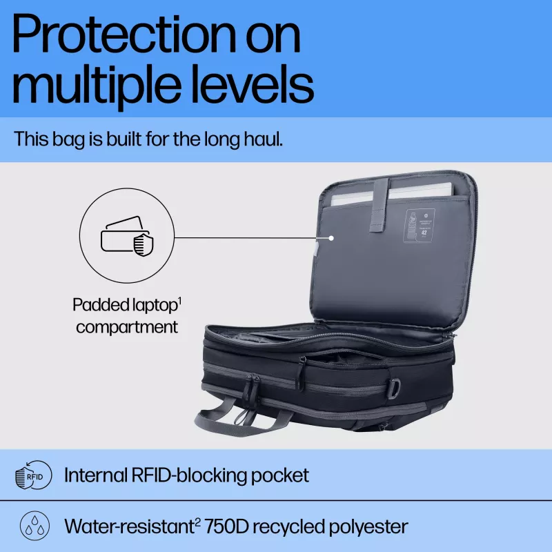 Klēpjdatora soma HP Travel Plus 22L 16 collu portfelis vienkrāsains