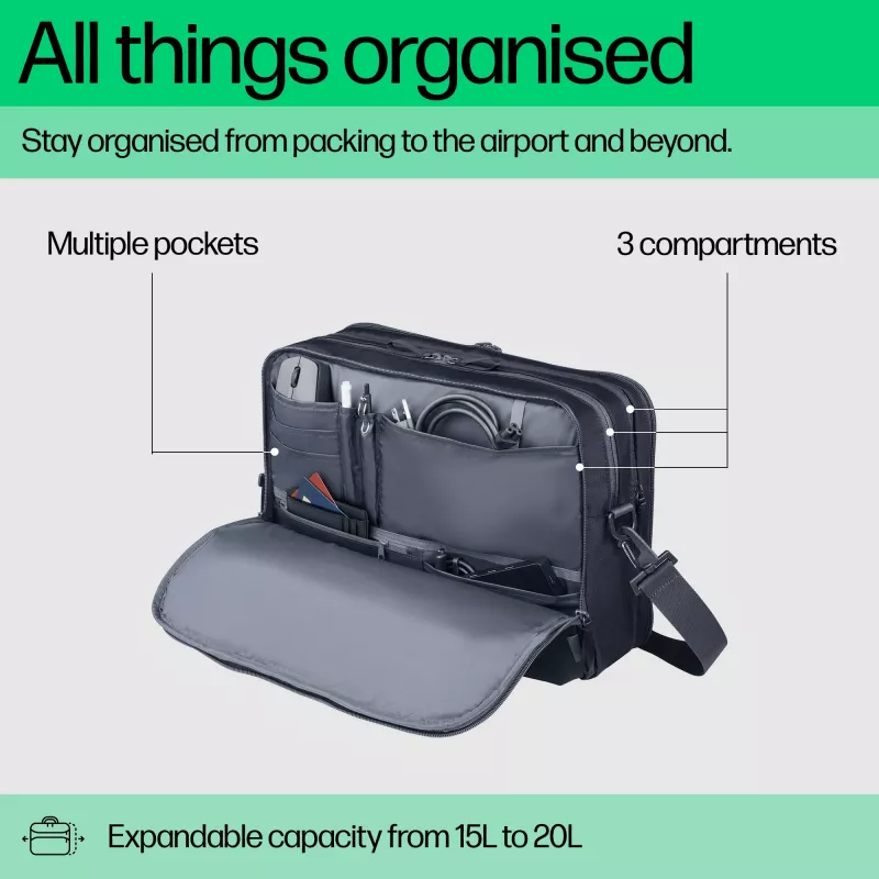 Klēpjdatora soma HP Travel Plus 15L 14 collu portfelis 820g vienkrāsains