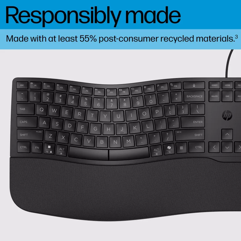 HP 485 Comfort vadu tastatūra, pilna izmēra USB membrānas ar plaukstas balstu