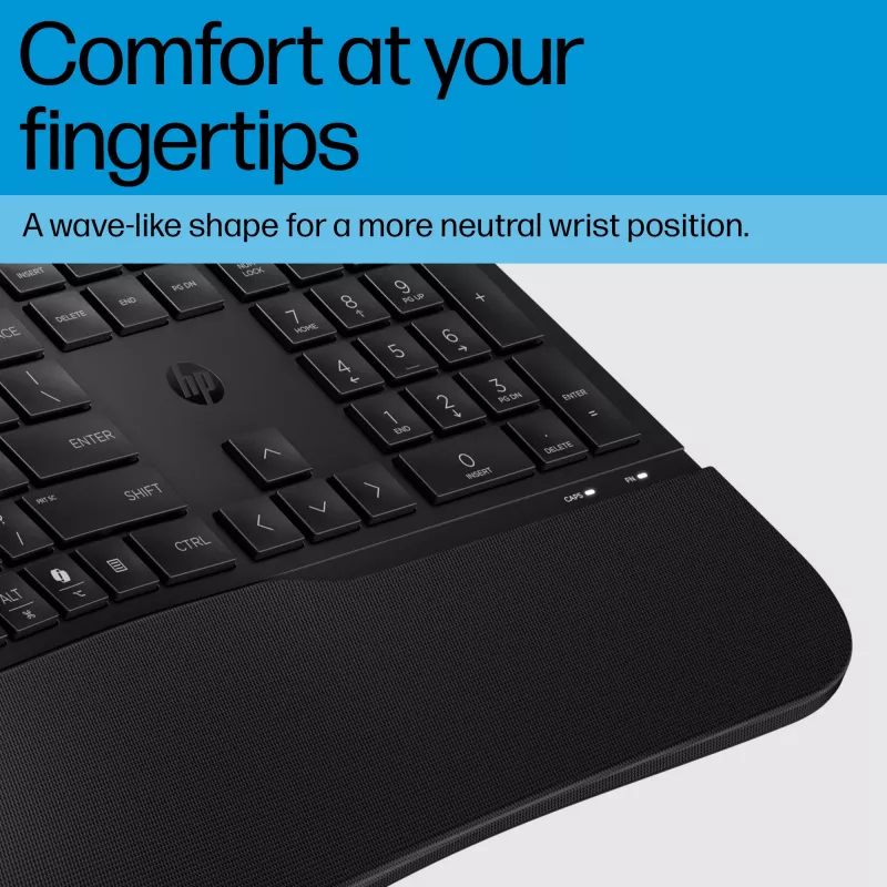 HP 485 Comfort vadu tastatūra, pilna izmēra USB membrānas ar plaukstas balstu