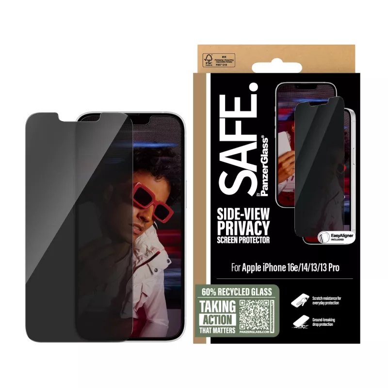 PanzerGlass SAFE. by ® Privātuma ekrāna aizsargs iPhone 17e | 16e | 14 | 13 | 13 Pro | Ultra-Wide Fit ar EasyAligner