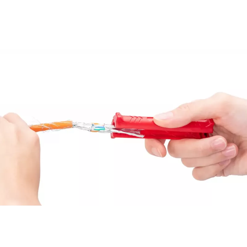 Datu kabeļu noņemšanas rīks DIGITUS DN-94001-1353 — noņemšanas jauda 5 mm–15 mm, maks. kabeļa diametrs 15 mm, sarkans