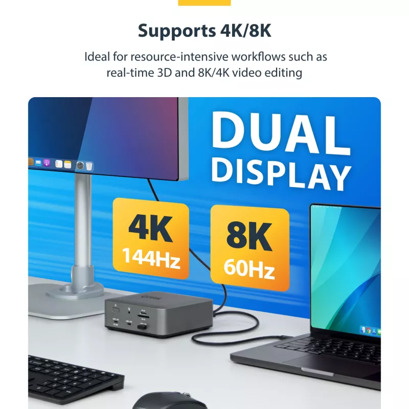 StarTech.com 1.5ft (50cm) Thunderbolt 5 kabelis, 80Gbps/Līdz 120Gbps, 240W PD, 8K 60Hz, sertificēts Thunderbolt kabelis - saderīgs ar Thunderbolt 4/USB4/USB-C