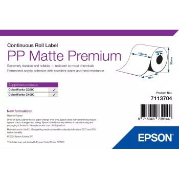 Matēta etiķešu papīra loksnes Epson PP Matte Label Premium 7113704 A4 100 loksnes