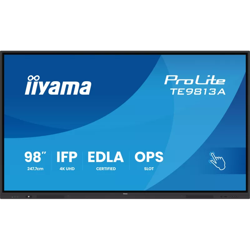iiyama TE9813A-B1AG Signage Display Interaktīvais plakanā ekrāna panelis 2.48 m (97.5 collas) Wi-Fi 500 cd/m² 4K Ultra HD Melns Skārienekrāns Iebūvēts procesors Android 18/7