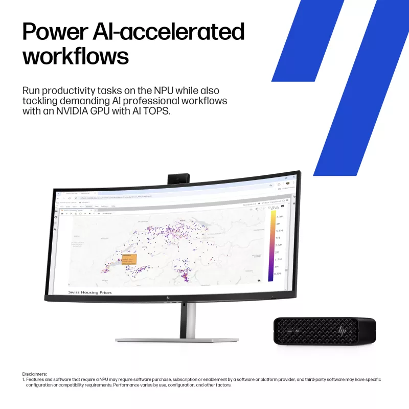 HP Z2 G1i Intel Core Ultra 9 285K 64 GB DDR5-SDRAM NVIDIA RTX 2000 Ada Windows 11 Pro Mini PC Workstation AI Workstation, AI PC