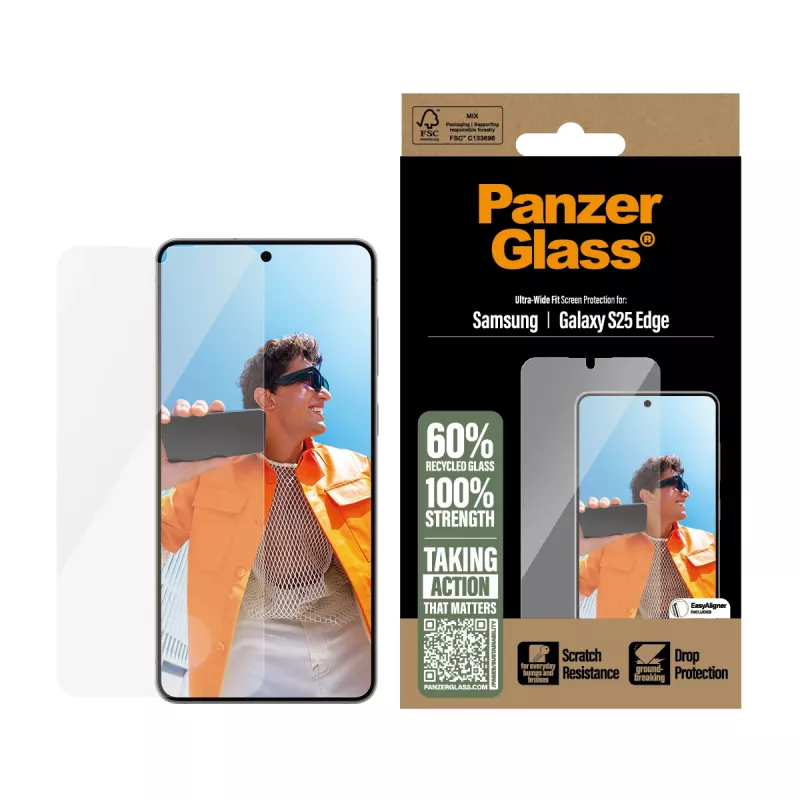 PanzerGlass® ekrāna aizsargs Samsung S25 Edge | Ultra-Wide Fit