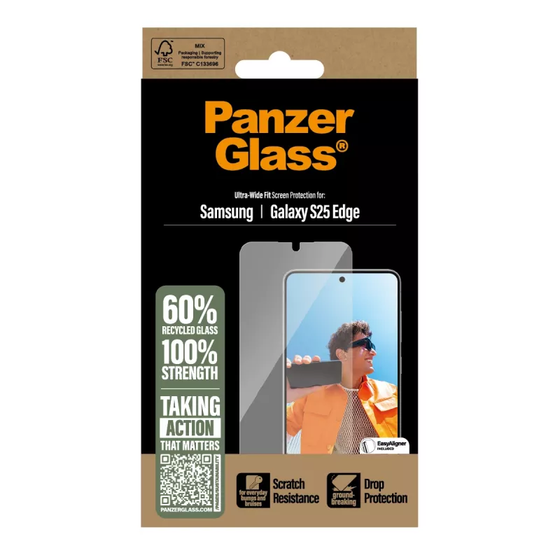 PanzerGlass® ekrāna aizsargs Samsung S25 Edge | Ultra-Wide Fit