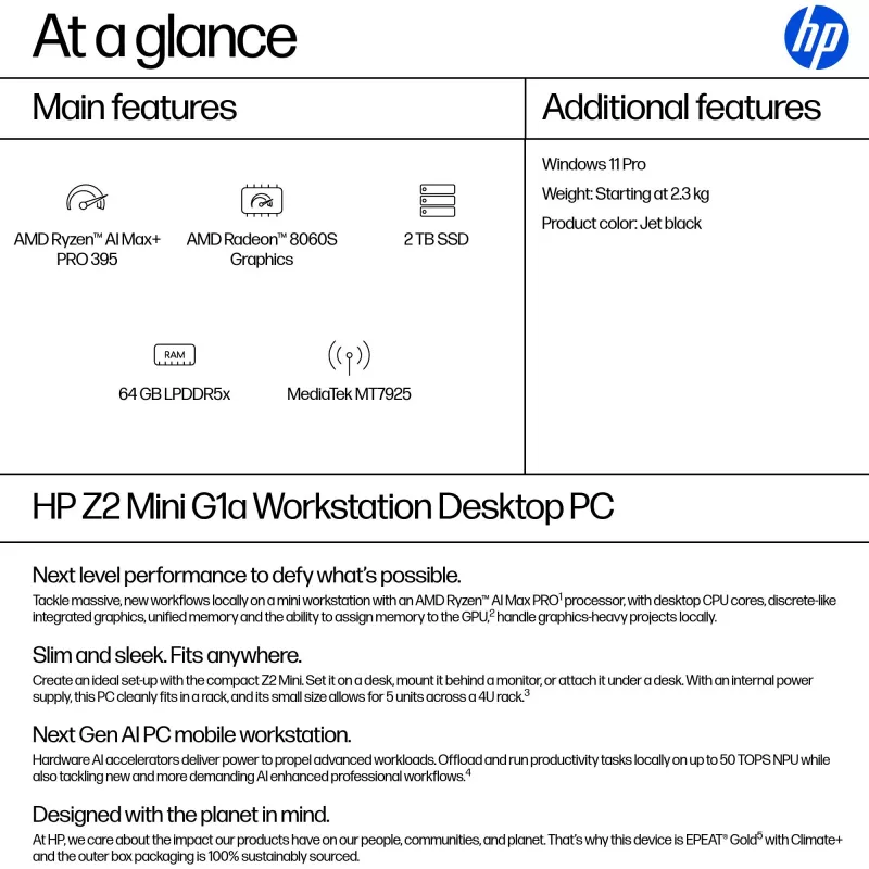 Darbstacija HP Z2 Mini G1a Intel procesors 16GB RAM 2TB SSD Windows 11 Pro